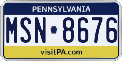 PA license plate MSN8676