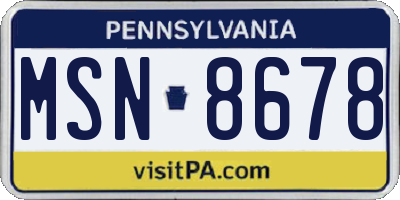 PA license plate MSN8678