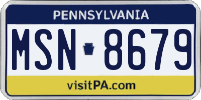 PA license plate MSN8679