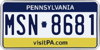 PA license plate MSN8681