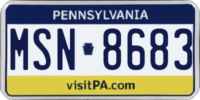 PA license plate MSN8683