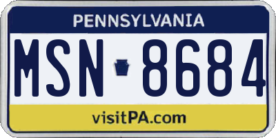 PA license plate MSN8684