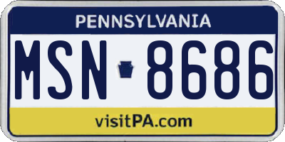PA license plate MSN8686