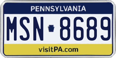 PA license plate MSN8689