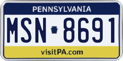 PA license plate MSN8691