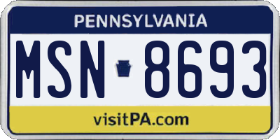 PA license plate MSN8693