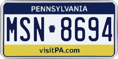 PA license plate MSN8694