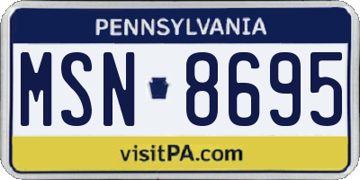 PA license plate MSN8695