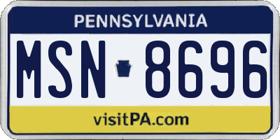 PA license plate MSN8696