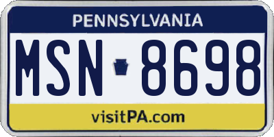 PA license plate MSN8698