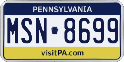 PA license plate MSN8699