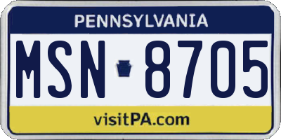 PA license plate MSN8705