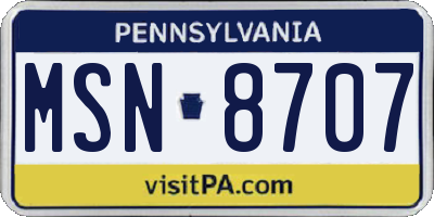 PA license plate MSN8707