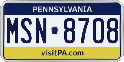 PA license plate MSN8708