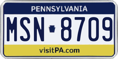 PA license plate MSN8709