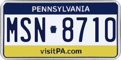 PA license plate MSN8710