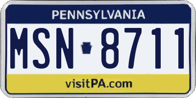 PA license plate MSN8711