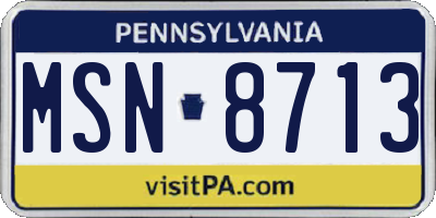PA license plate MSN8713