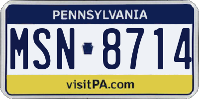 PA license plate MSN8714