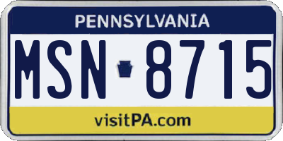 PA license plate MSN8715