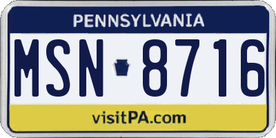 PA license plate MSN8716