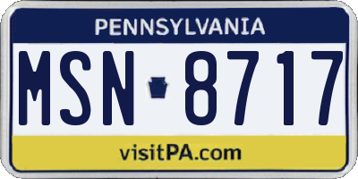PA license plate MSN8717