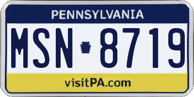 PA license plate MSN8719