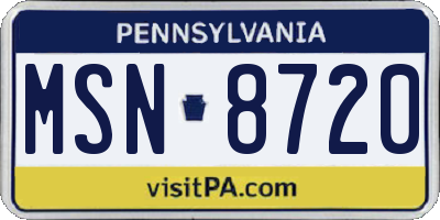 PA license plate MSN8720