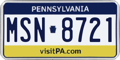 PA license plate MSN8721