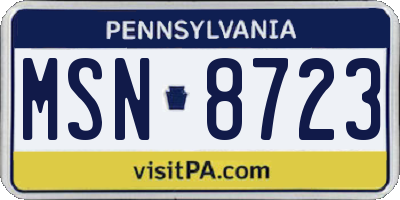 PA license plate MSN8723