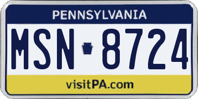 PA license plate MSN8724