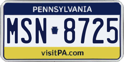 PA license plate MSN8725