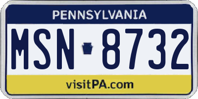 PA license plate MSN8732