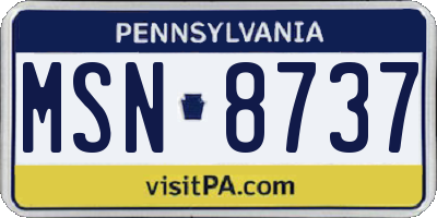 PA license plate MSN8737