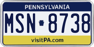 PA license plate MSN8738
