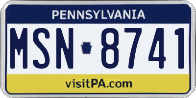 PA license plate MSN8741