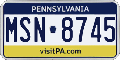 PA license plate MSN8745