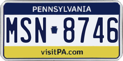 PA license plate MSN8746