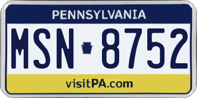 PA license plate MSN8752