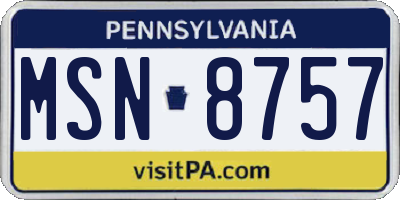 PA license plate MSN8757