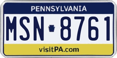 PA license plate MSN8761