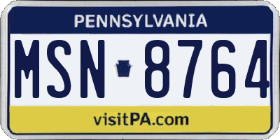 PA license plate MSN8764