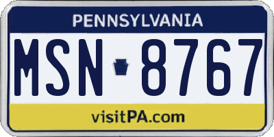 PA license plate MSN8767