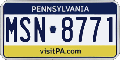 PA license plate MSN8771