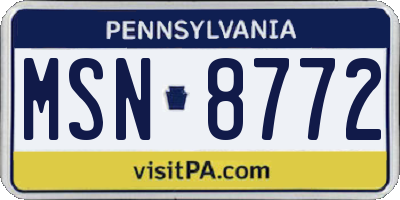 PA license plate MSN8772