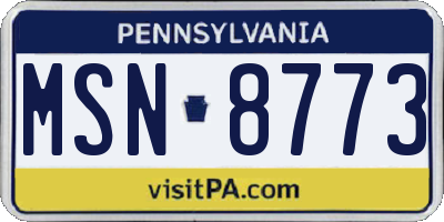 PA license plate MSN8773