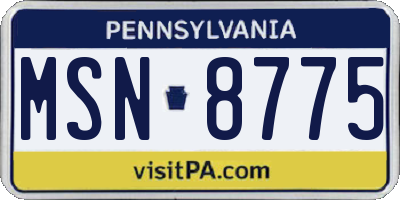 PA license plate MSN8775