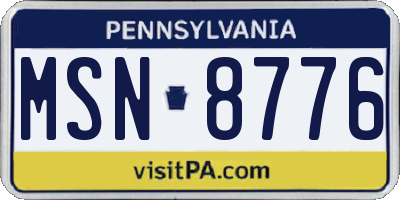 PA license plate MSN8776