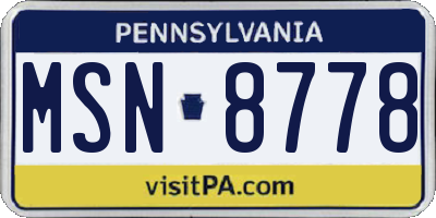 PA license plate MSN8778
