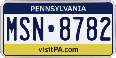 PA license plate MSN8782